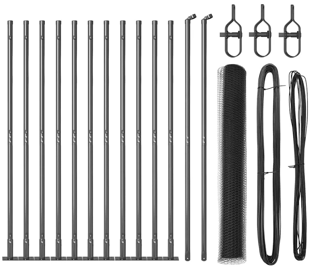 Conjunto de Cercas Conjunto de 2 Cinza Aço 25 x 1,2 m Durable