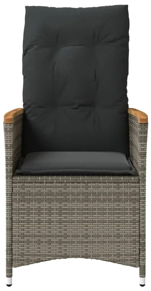 Cadeiras jardim reclináveis 2 pcs c/ almofadões vime PE cinza