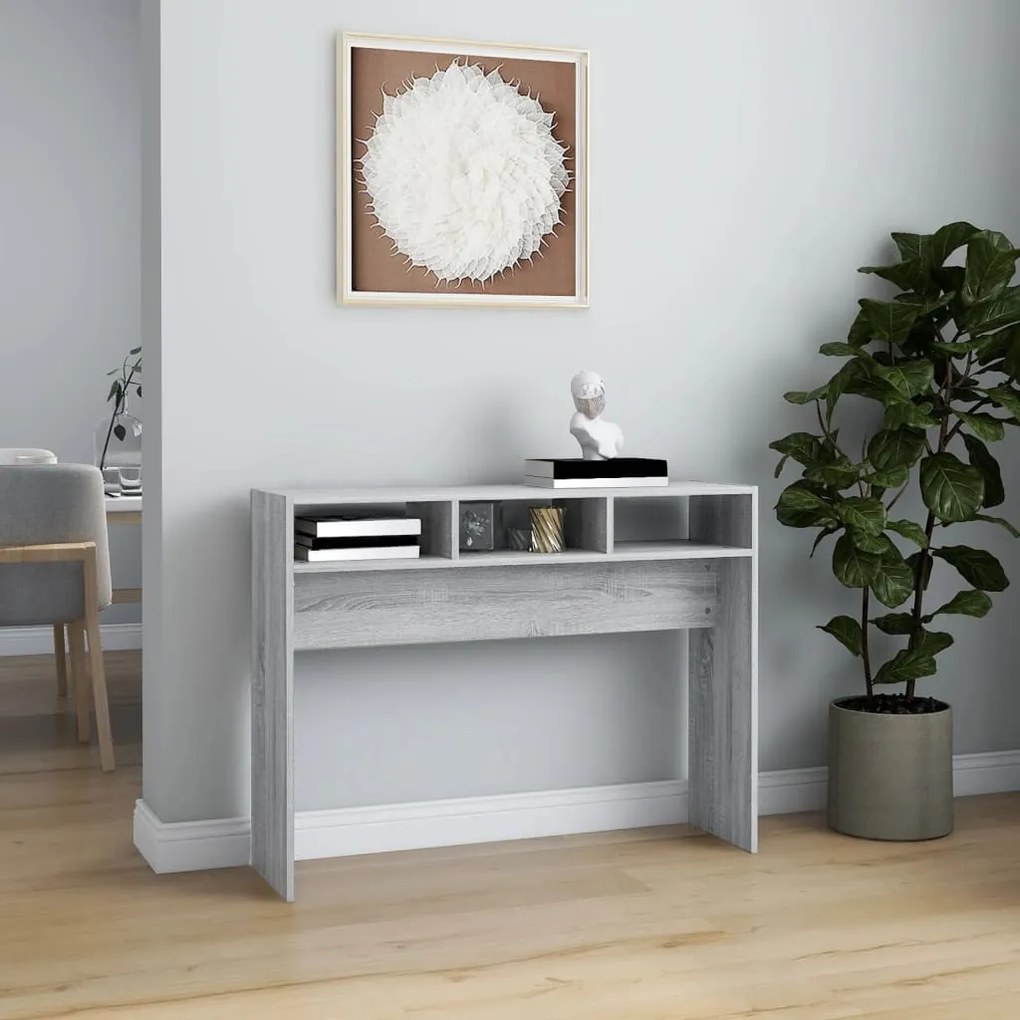 Mesa consola 105x30x80 cm derivados de madeira cinzento sonoma