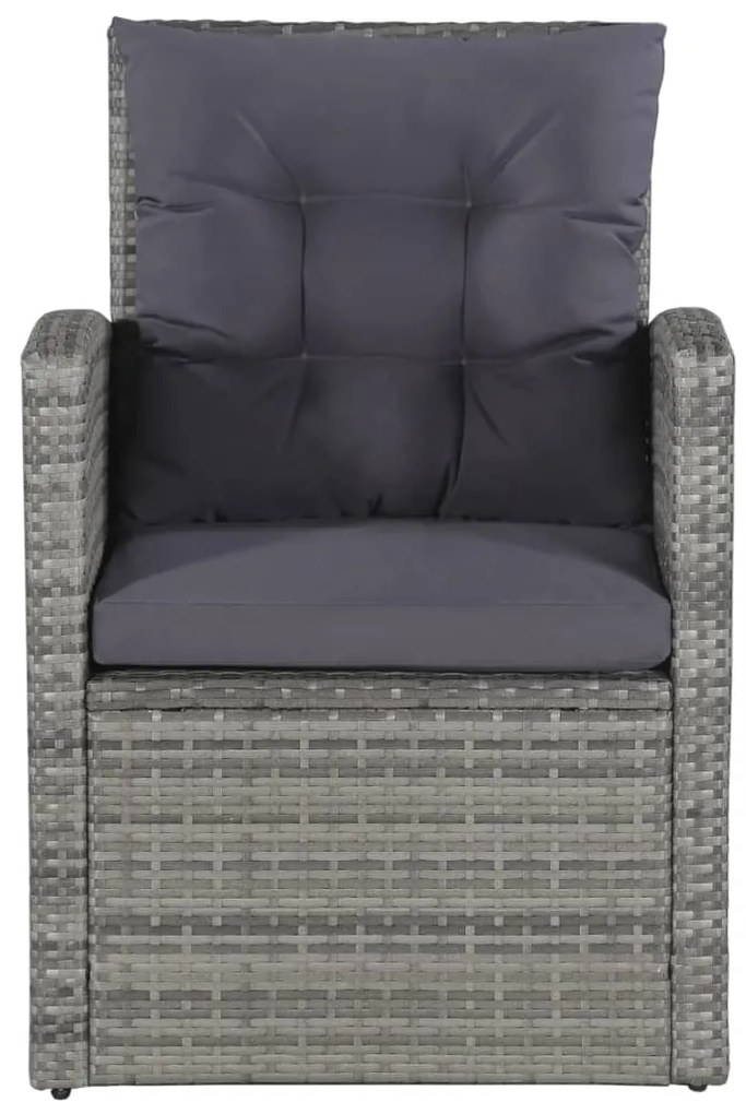 6 pcs conjunto lounge de jardim c/ almofadões vime PE cinzento