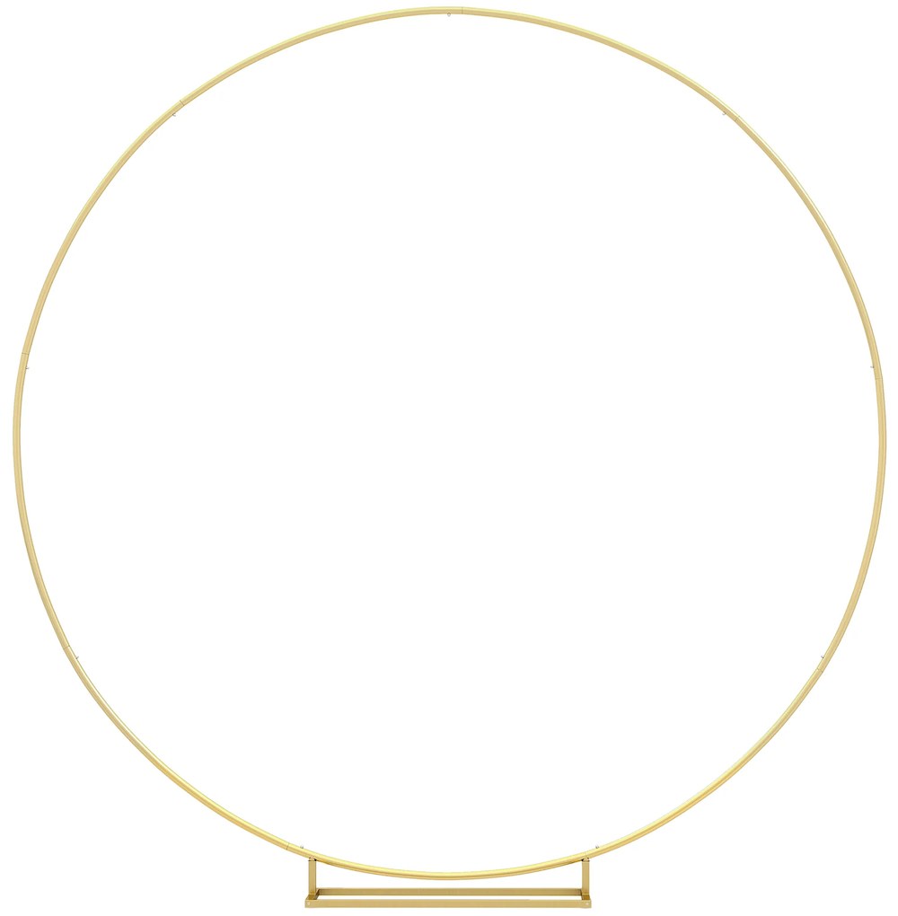 Outsunny Arco de Jardim de Metal Redondo Arco de Decoração com Revestimento em Pó para Plantas Trepadoras Flores Decoração 230x28x234 cm Dourado | Aosom Portugal