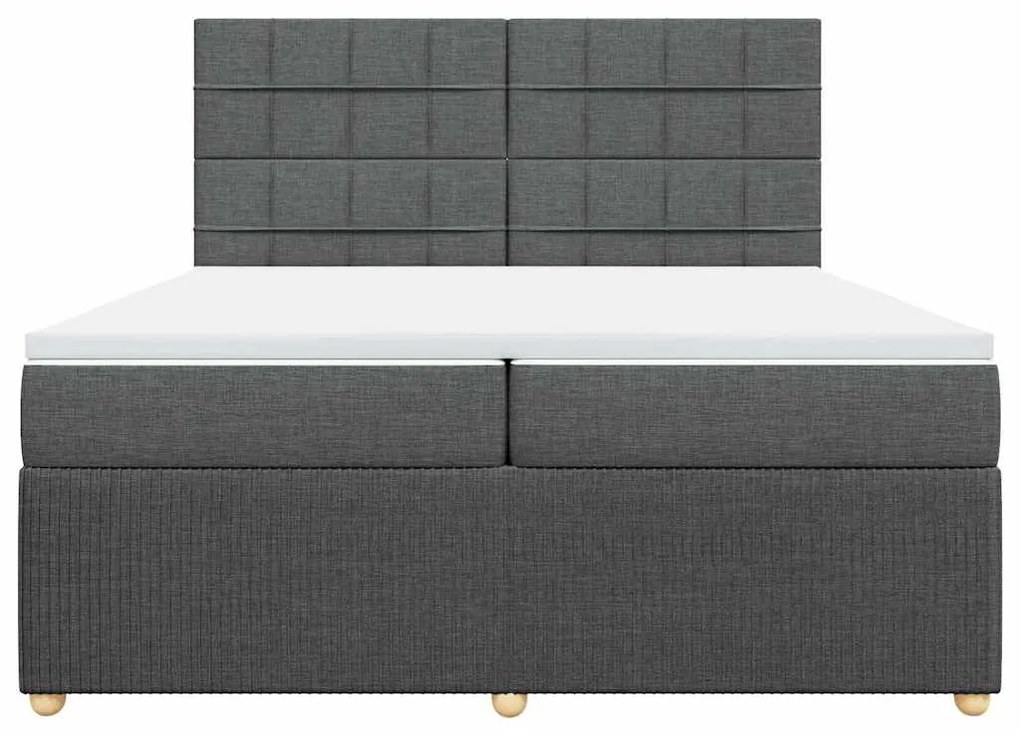 Cama com molas/colchão 200x200 cm tecido cinzento-escuro