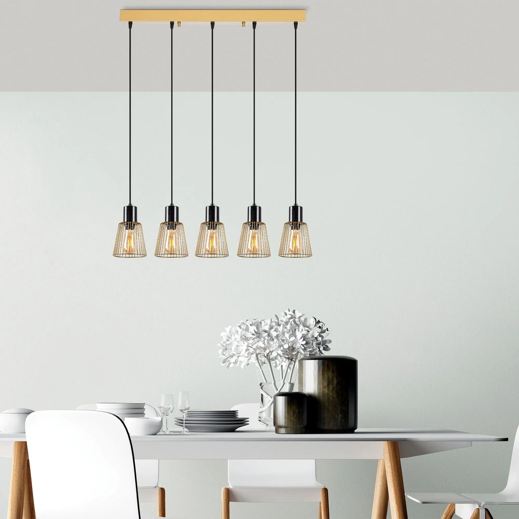 Candeeiro de Teto Kemtel – Ouro Brilhante – 85 x 16 x 115 cm