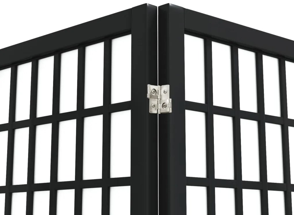 Biombo dobrável com 3 painéis estilo japonês 120x170 cm preto
