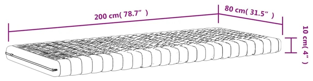 Colchão de espuma 80x200 cm 7 zonas dureza 20 ILD branco