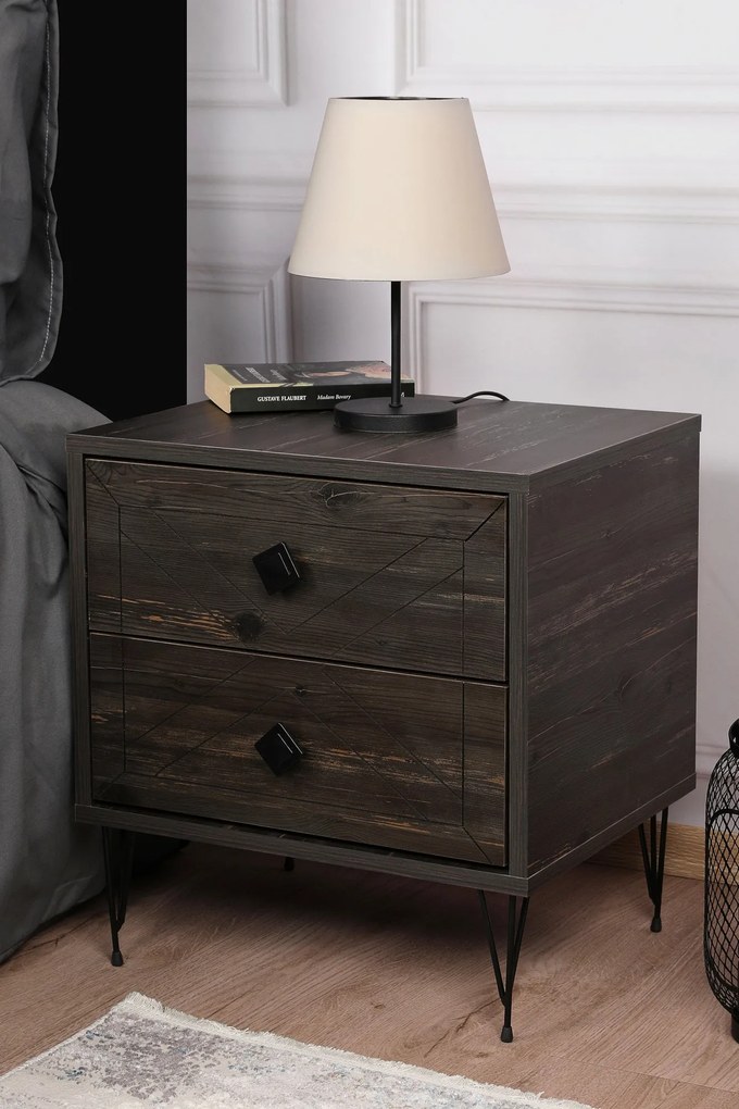 Mesa de Cabeceira Luna – Castanho Escuro – 50x55x40 cm