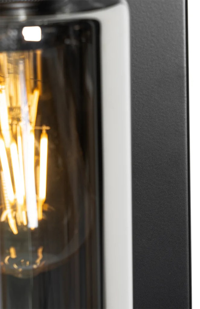 Candeeiro de parede moderno preto com vidro fumê - Stavelot