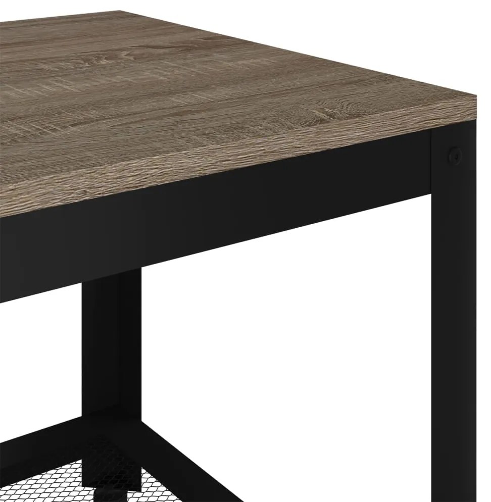 Mesa de centro 90x45x45 cm MDF e ferro cinzento e preto