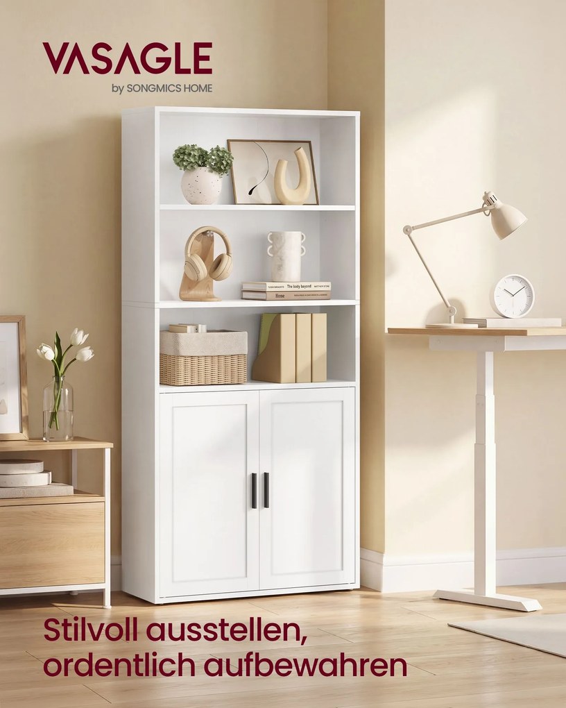 Estante com 5 prateleiras e porta, 60 x 24 x 145,9 cm Branco