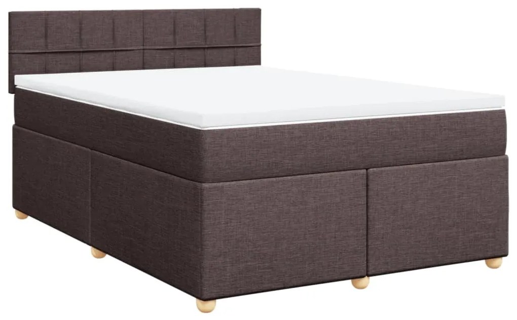 Cama com molas/colchão 140x200 cm tecido castanho-escuro