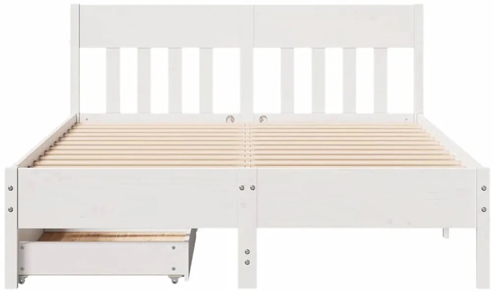 Cama sem colchão 140x190 cm madeira de pinho maciça branco