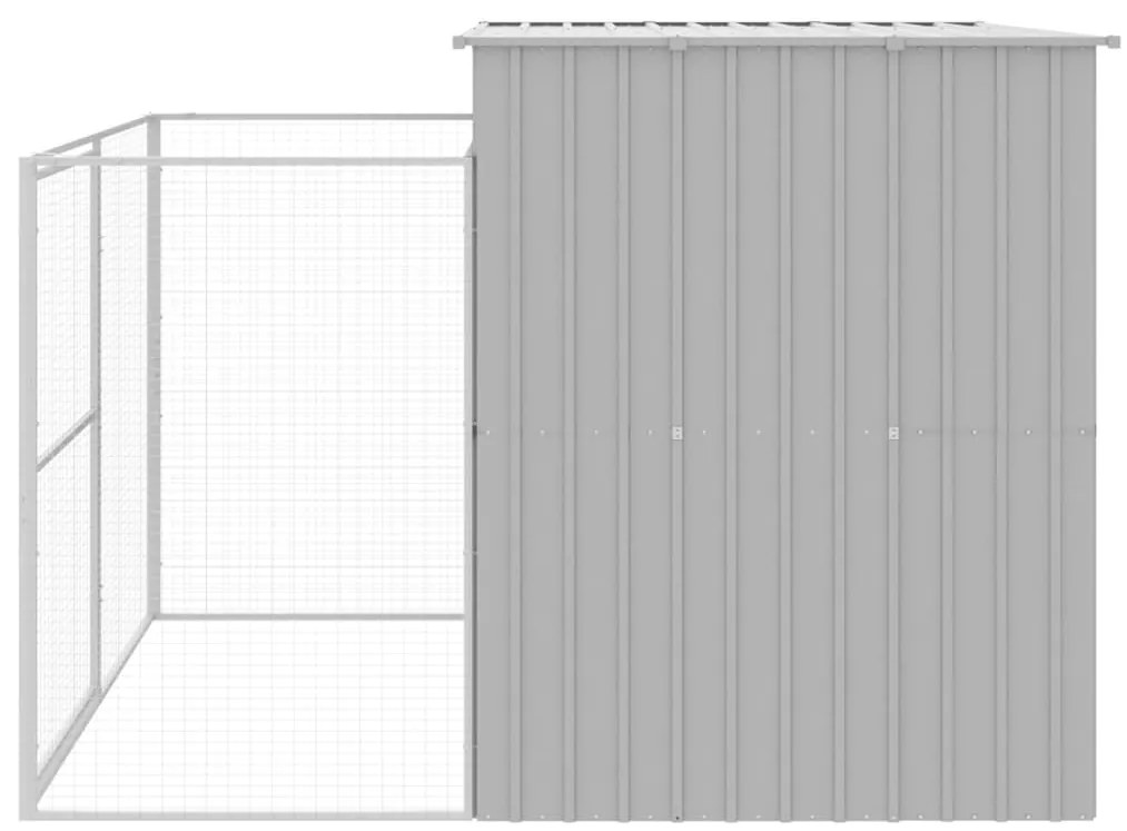 Casota cães c/ parque 214x253x181 cm aço galvaniz. cinza-claro