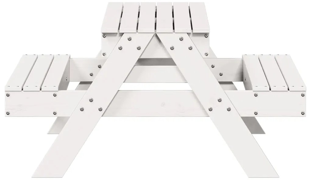 Mesa piquenique c/ caixa de areia infantil pinho maciço branco
