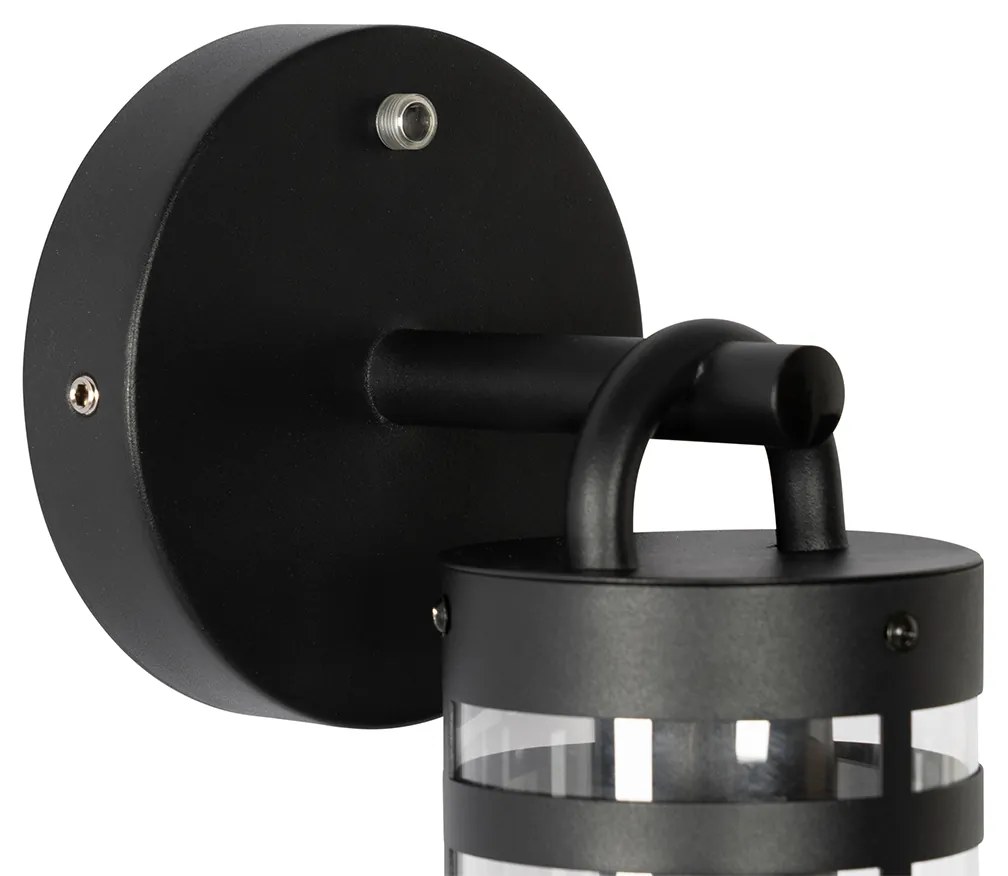 Candeeiro de parede exterior preto IP44 com sensor crepuscular - Ruben