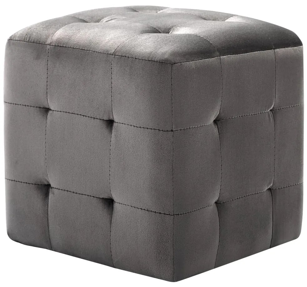 Pufe 2 pcs 30x30x30 cm veludo cinzento