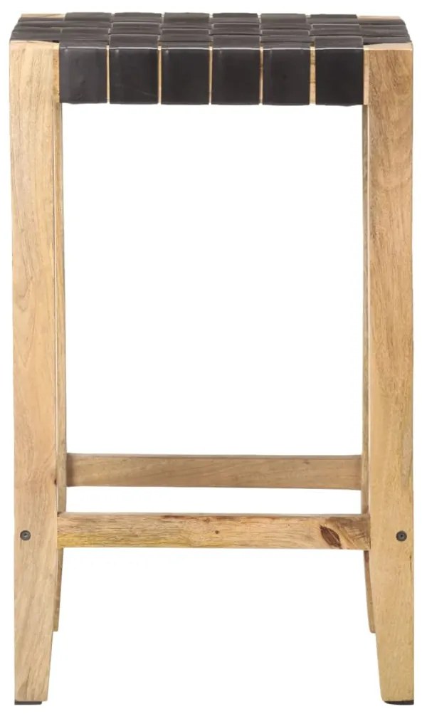 Bancos de bar 2 pcs 75 cm couro genuíno preto