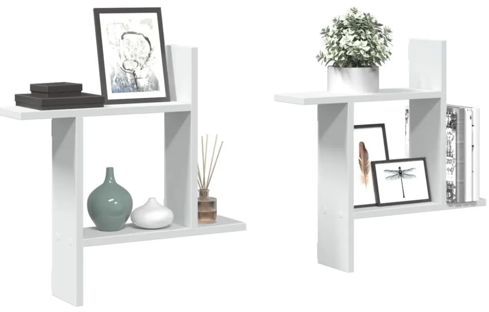 Prateleiras de parede 2 pcs 50x12x50cm derivados madeira branco