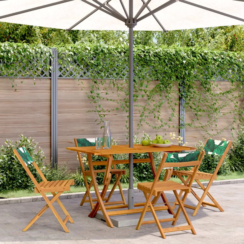 Cadeiras de jardim dobráveis 4 pcs tecido/madeira maciça verde