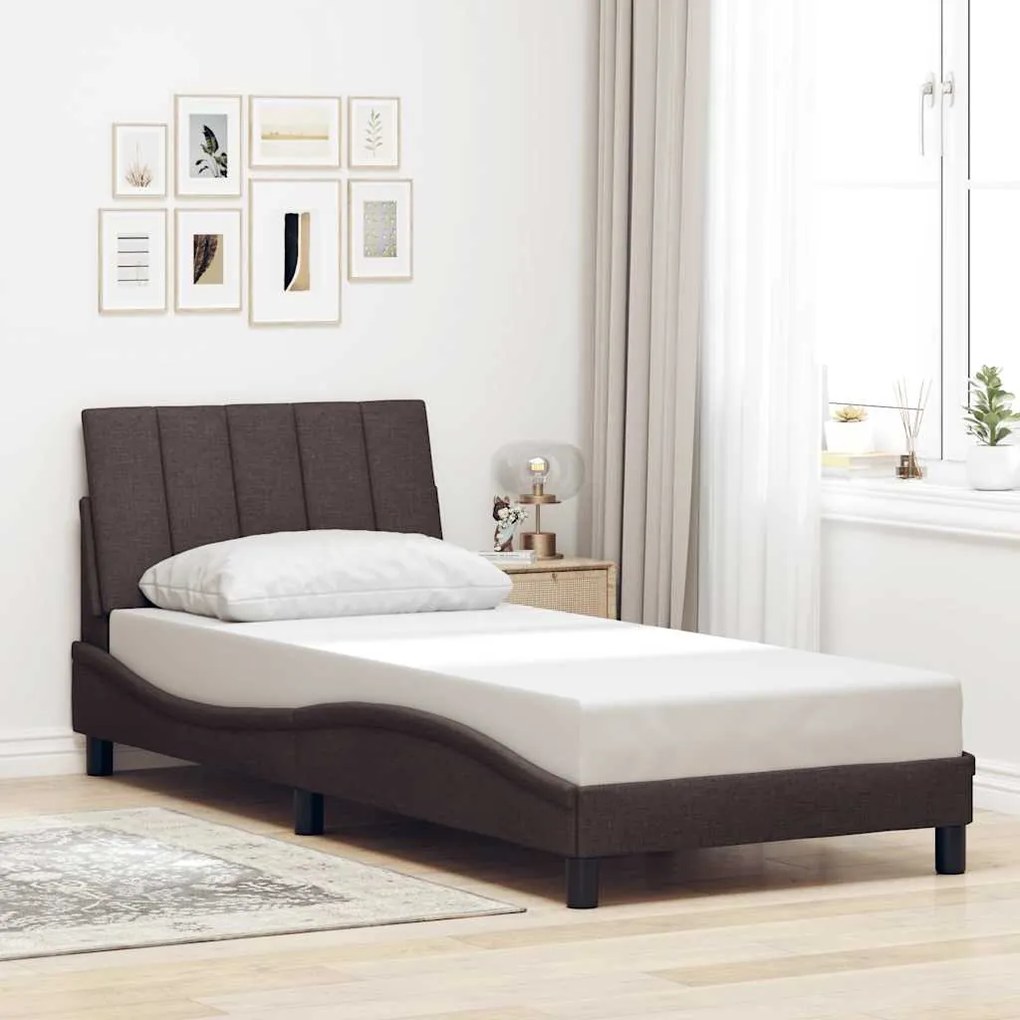 vidaXL Estrutura de cama sem colchão 80x200 cm tecido castanho-escuro
