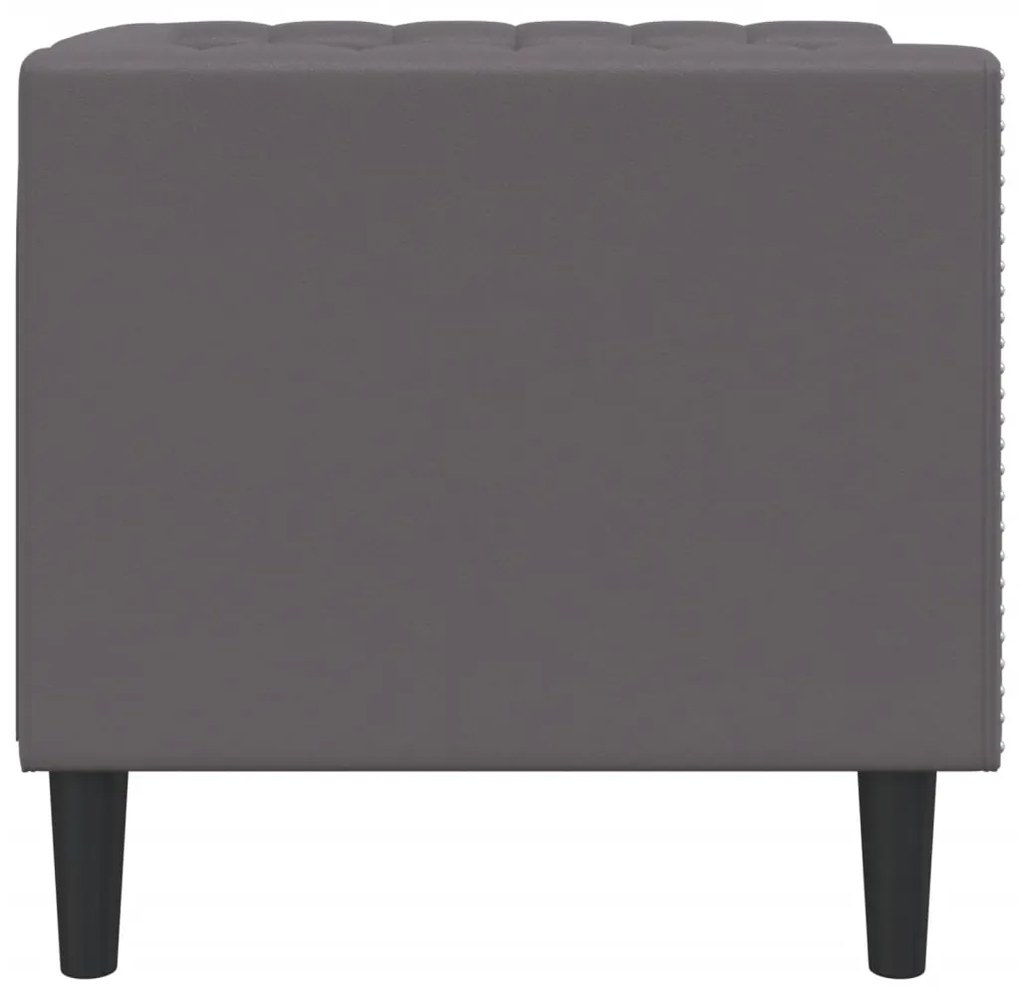 Sofá chesterfield couro artificial cinzento