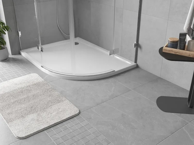 Mexen Flow base de duche semicircular assimétrica slim esquerda 90 x 80 cm, branco brilhante - 46Q108090L