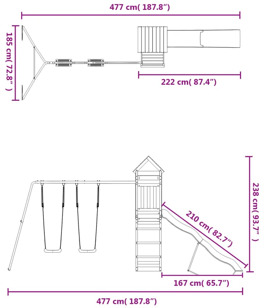Conjunto de brincar para exterior madeira de pinho impregnada