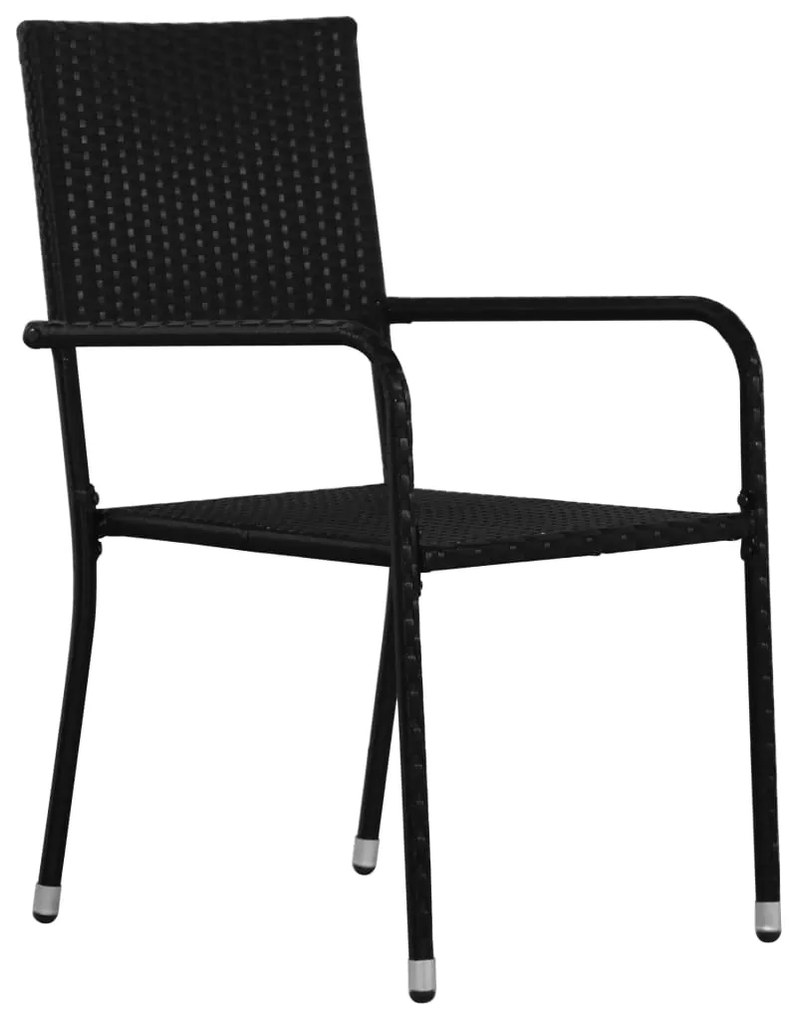 9 pcs conjunto de jantar para jardim vime PE preto