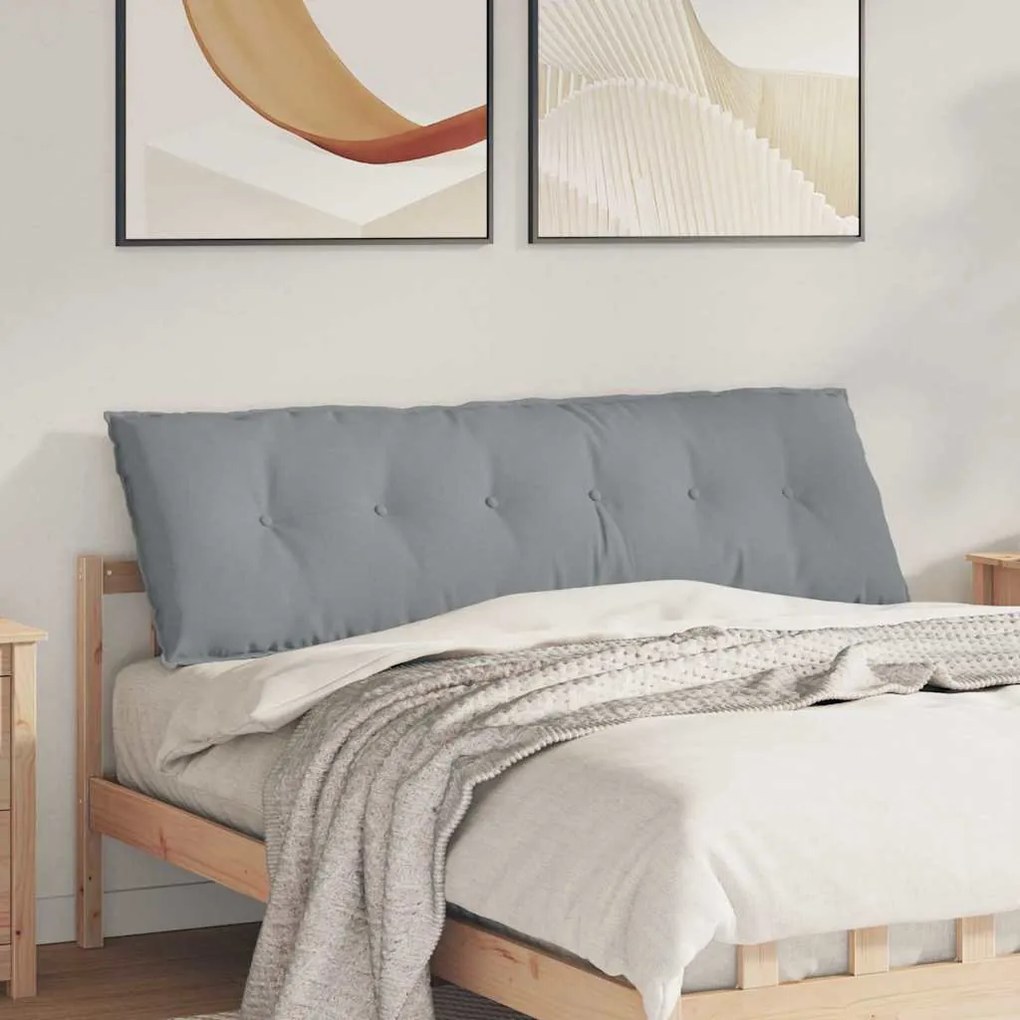 vidaXL Travesseiro para Costas Cinzento-claro 160 x 19 x 50 cm tecido