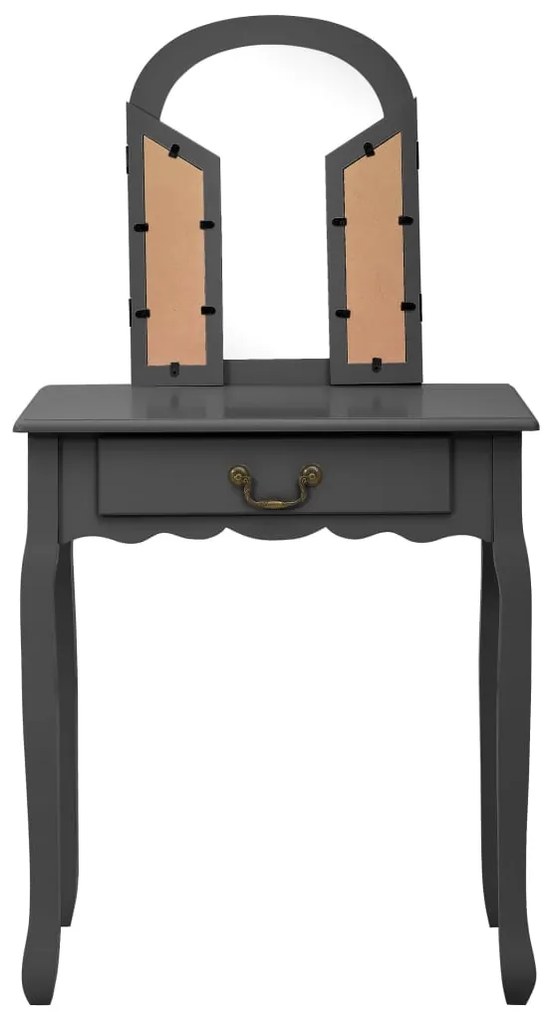 Toucador c/ banco 65x36x128 cm MDF e madeira paulownia cinzento