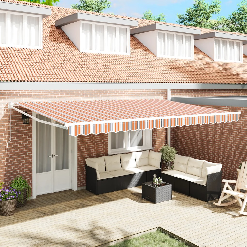 vidaXL Toldo Retrátil Manual Listrado Multicolorido 500x300 cm