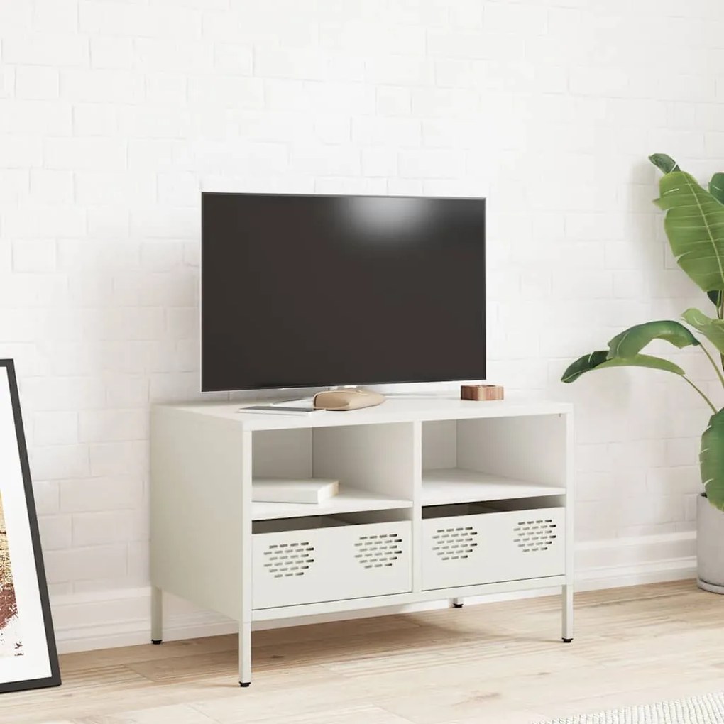 Móvel de TV 68x39x43,5 cm aço laminado a frio branco