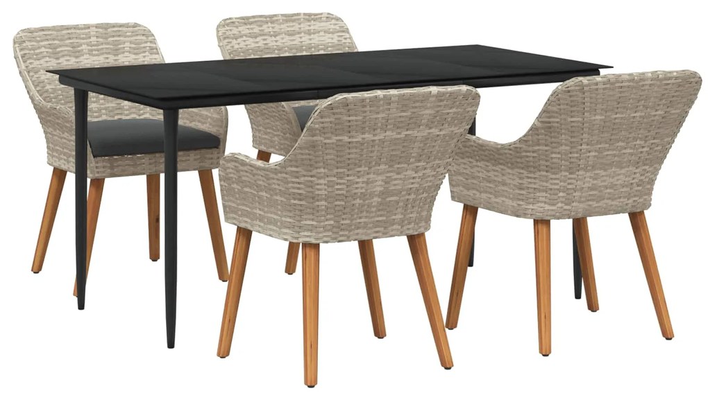 vidaXL Conjunto de Jantar para Jardim 5 pcs Cinzento-claro vime PE