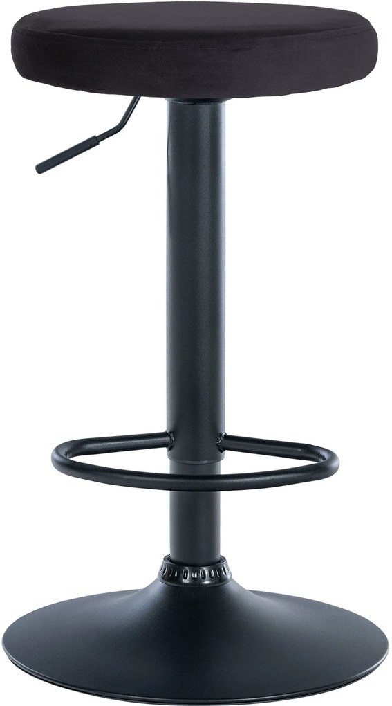 Banco de bar Ponte em veludo e com estrutura preta 38,5 x 60-81 x 38,5 cm Preto
