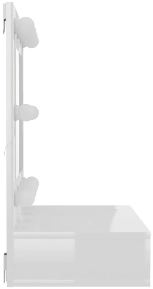 Armário espelhado com LED 60x31,5x62 cm branco brilhante