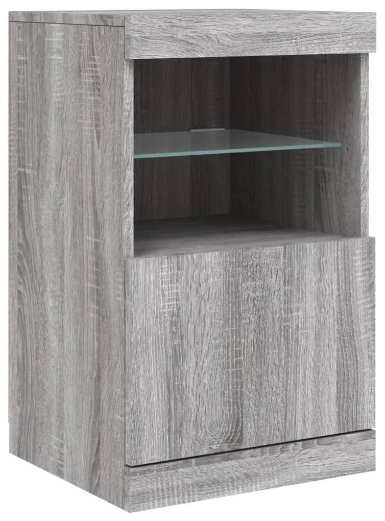 Aparador com luzes LED 123x37x67 cm cinzento sonoma