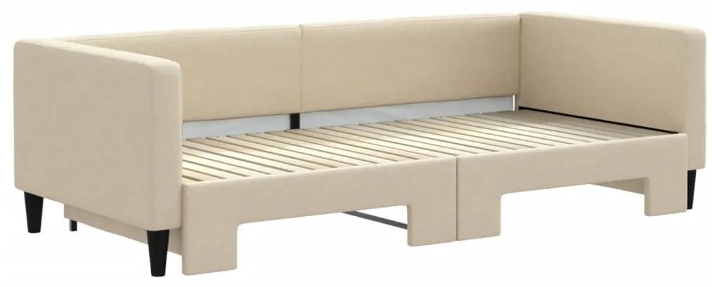 Sofá-cama com gavetão 90x200 cm tecido cor creme