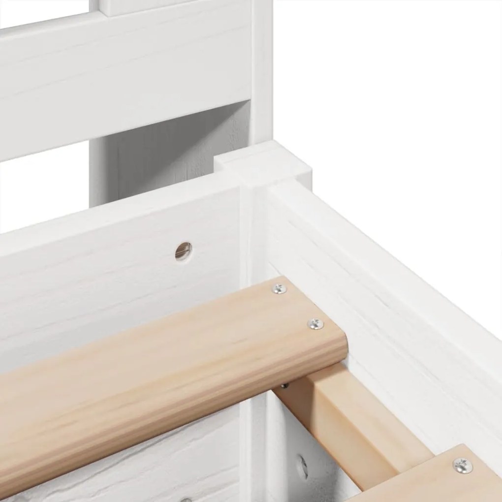 Cama com estante sem colchão 200x200 cm pinho maciço branco