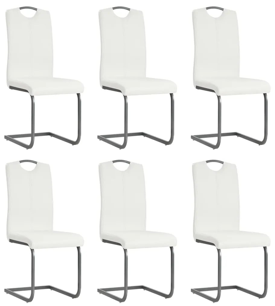 vidaXL Cadeiras de jantar cantilever 6 pcs couro artificial branco