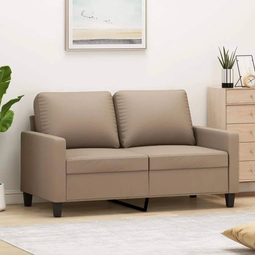 Sofá de 2 lugares 120 cm couro artificial cor cappuccino