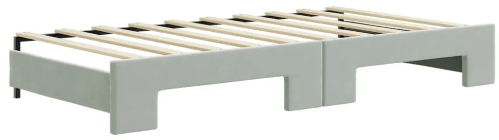 Sofá-cama c/ gavetão e gavetas 90x190 cm veludo cinzento-claro