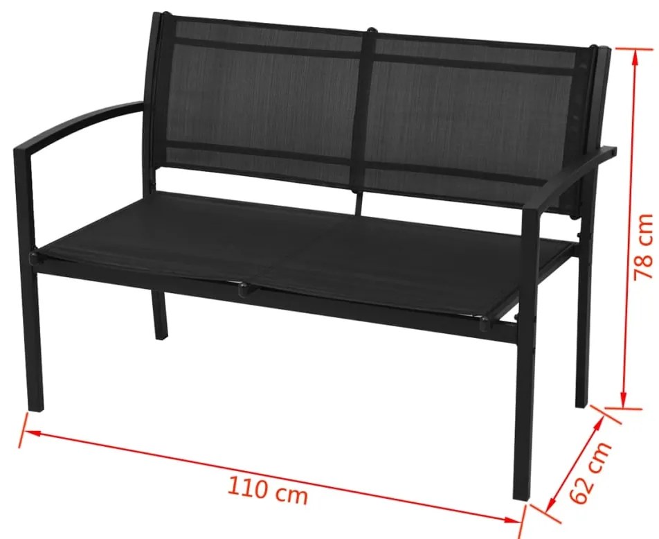 4 pcs conjunto lounge para jardim textilene preto