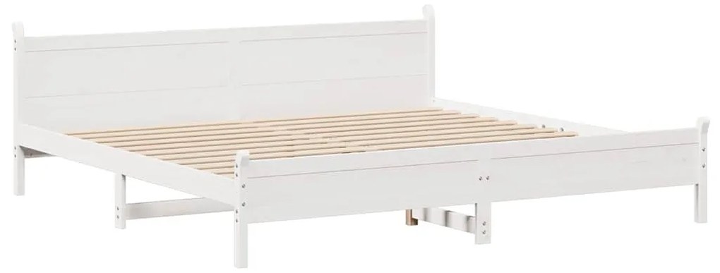 Cama sem colchão 200x200 cm madeira de pinho maciça branco