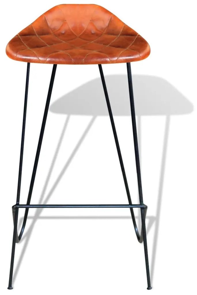 Cadeiras de bar 4 pcs couro genuíno castanho