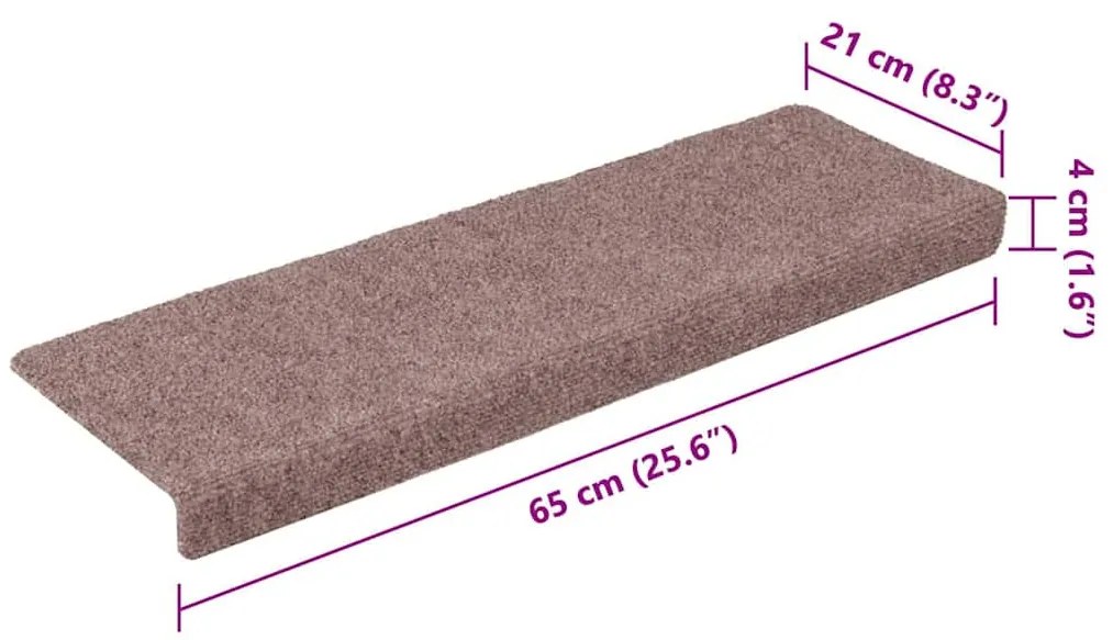 Tapetes de escada autoadesivos 30 pcs 65x21x4 cm creme