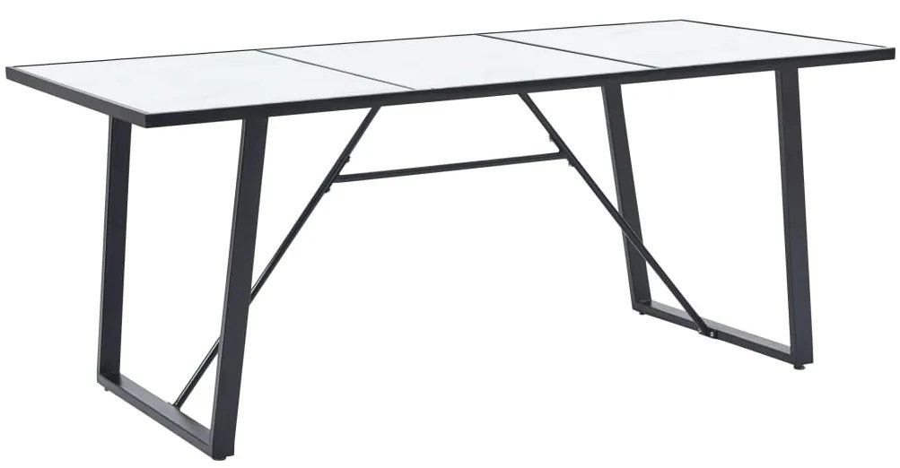 vidaXL Mesa de jantar 180x90x75 cm vidro temperado branco