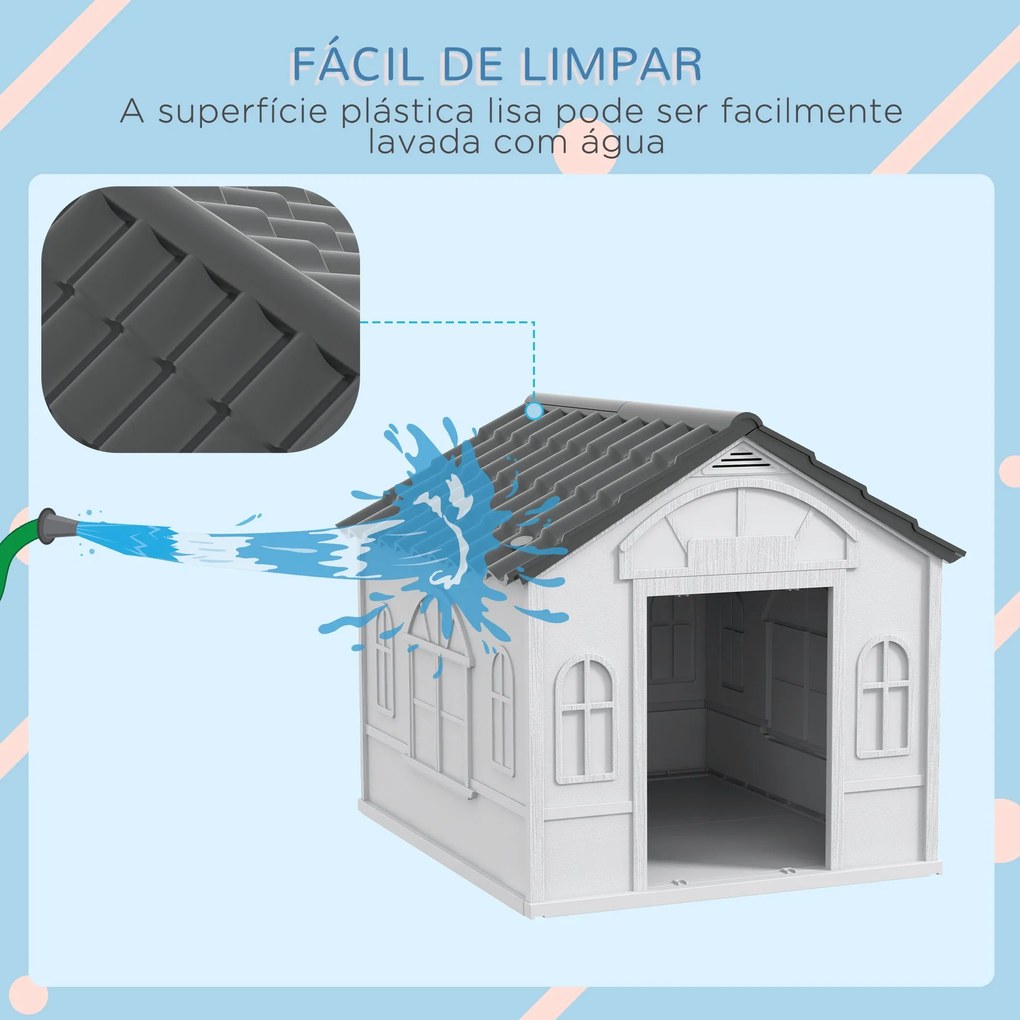 PawHut Casa para Cães 65x75,7x63 cm Casa para Cães com Janelas e Teto