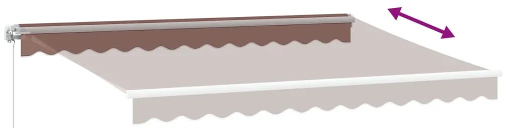 Toldo retrátil manual com luzes LED 350x250 cm castanho
