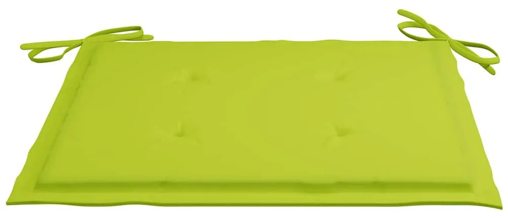 Cadeiras jardim c/ almofadões verde brilhante 3 pcs teca maciça
