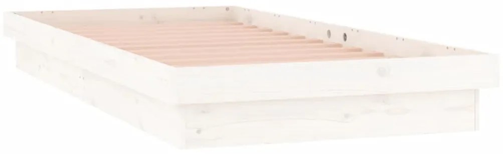 Estrutura cama c/ LED solteiro 90x190 cm madeira maciça branco