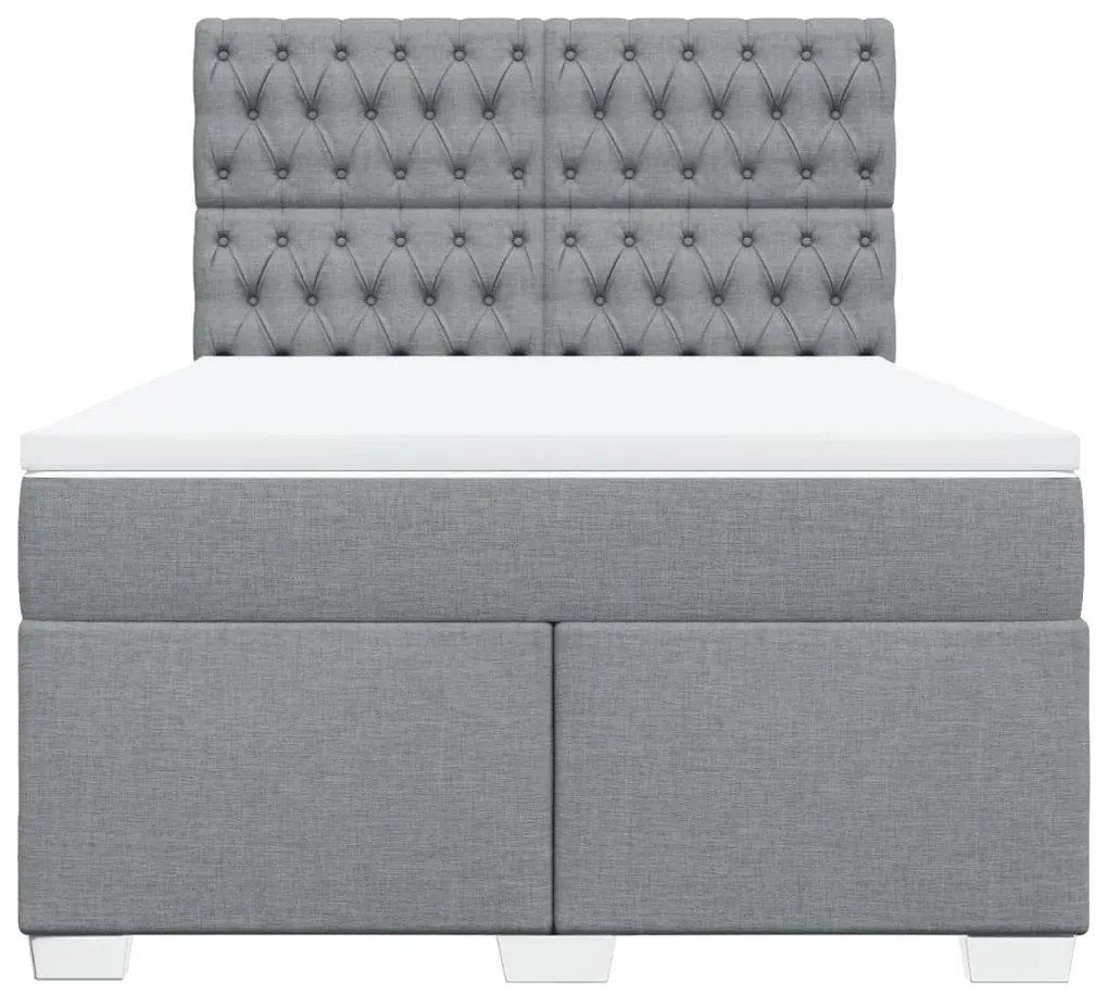 Cama com molas/colchão 140x190 cm tecido cinzento-claro